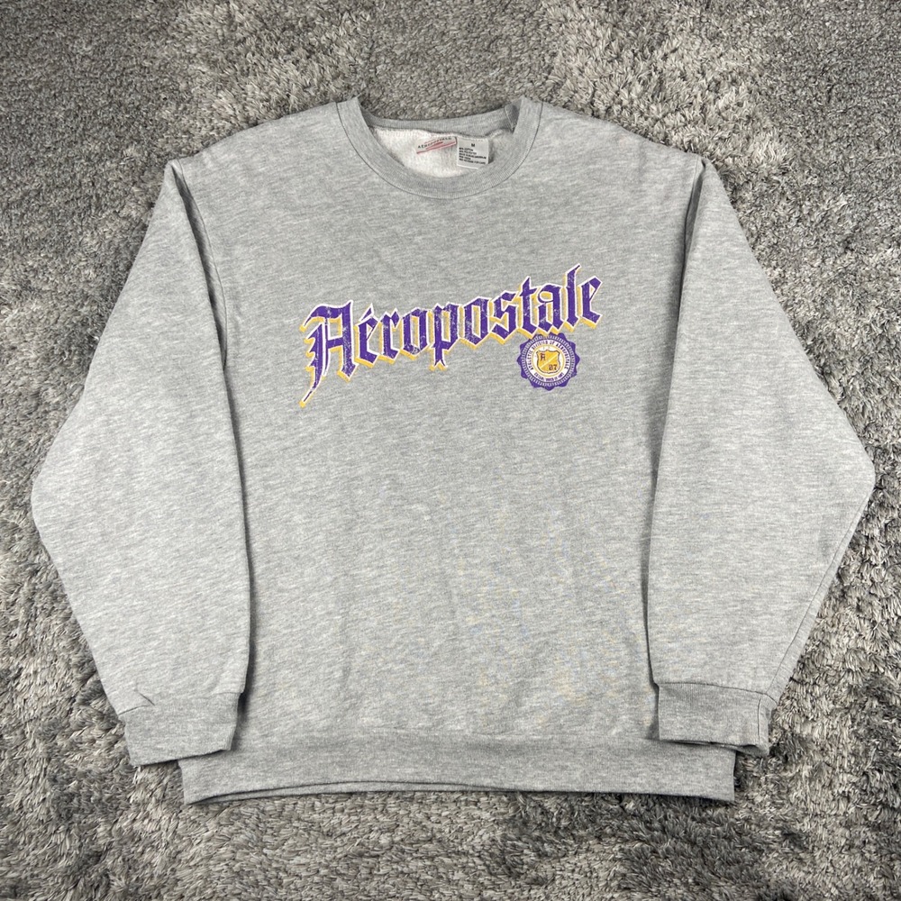 Vintage Aeropostale Crewneck Sweatshirt Men M Grey Pullover Streetwear Retro Y2k